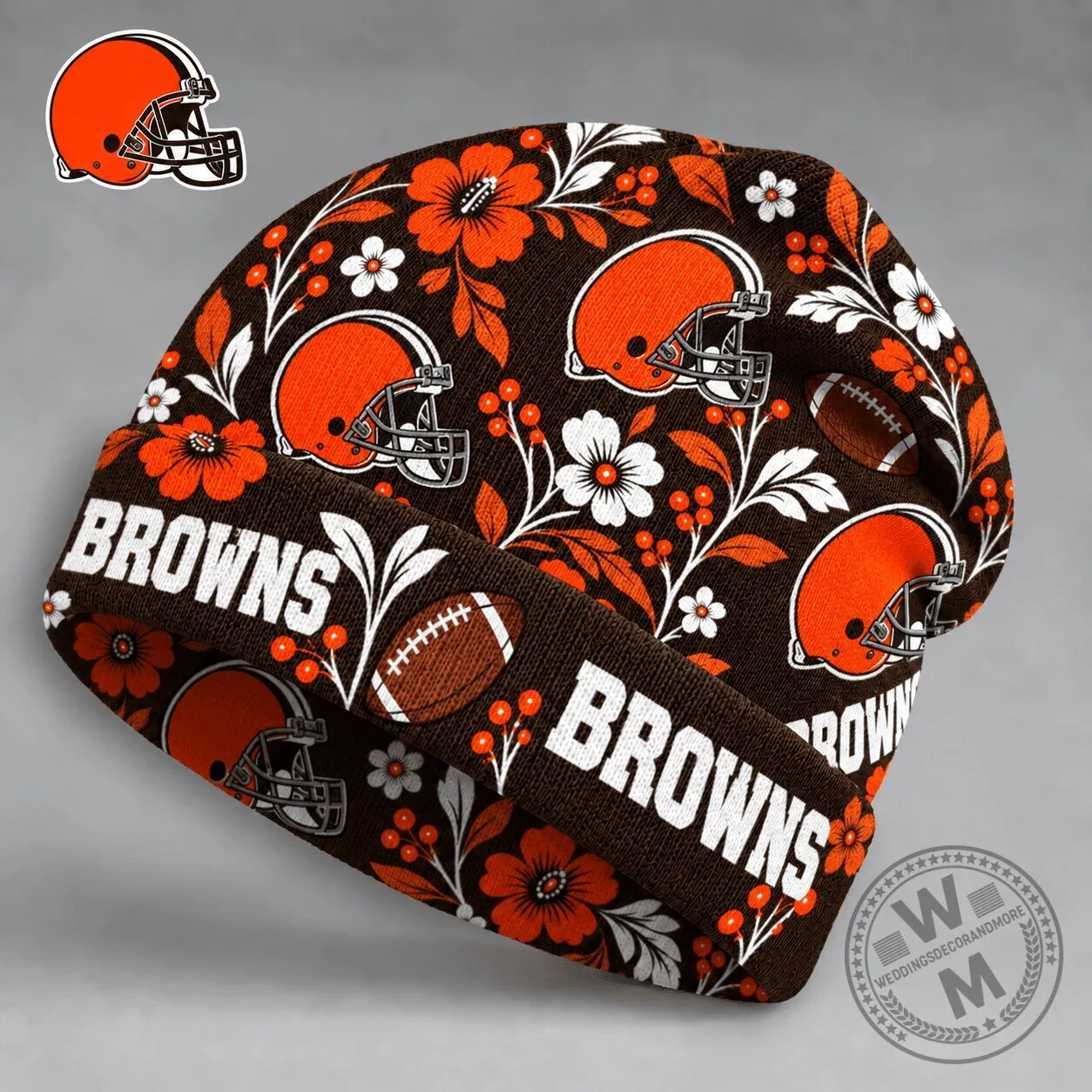 Cleveland Browns NFL Football Floral Team Pride Beanie Hat