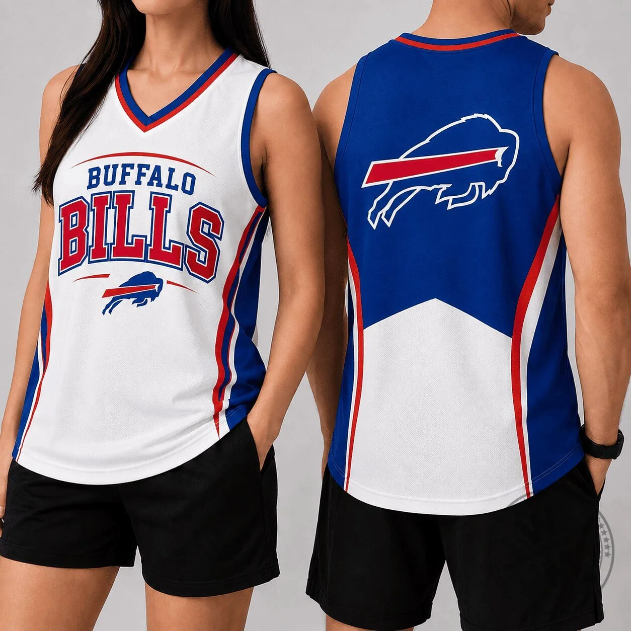 Buffalo Bills NFL Football Team White and Blue Sports Tank Top