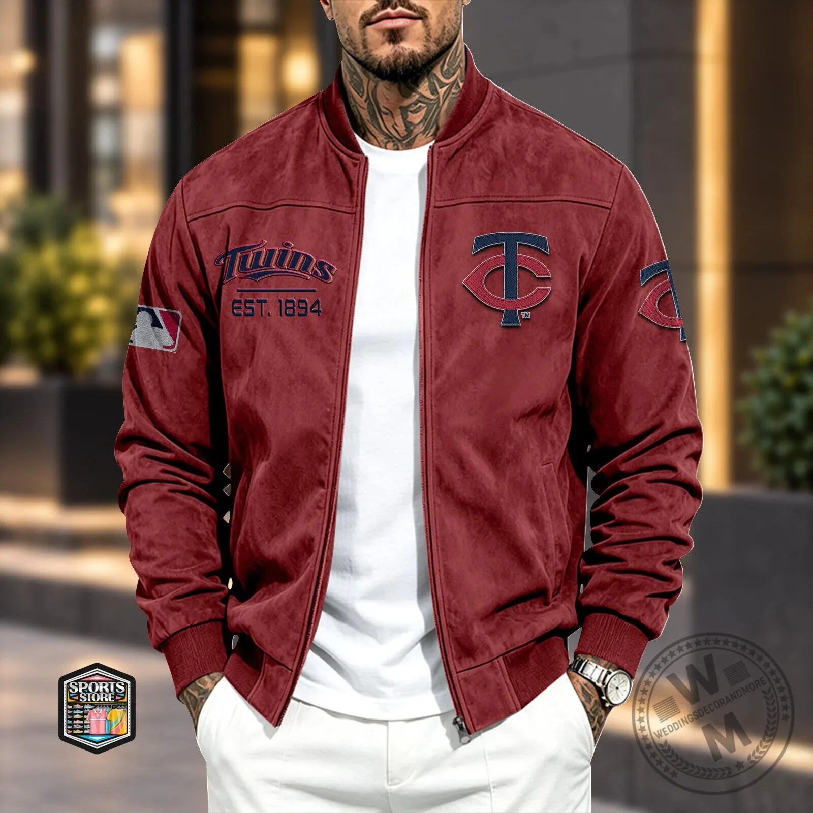 Minnesota Twins Baseball Team Logo Red Bomber Jacket