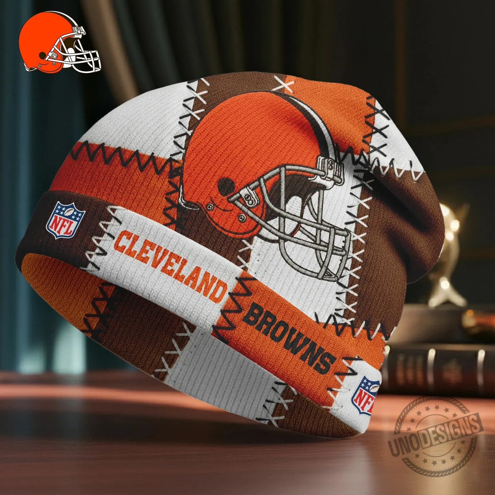 Cleveland Browns NFL Football Team Patchwork Style Beanie Cap Hat
