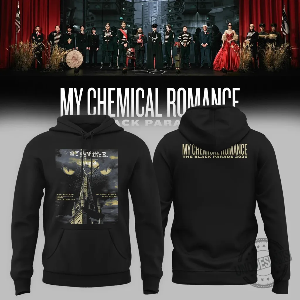 My Chemical Romance The Black Parade 2026 Reunion Concert Tour Black Hoodie My Chemical Romance The Black Parade 2026 Reunion Concert Tour Black Hoodie