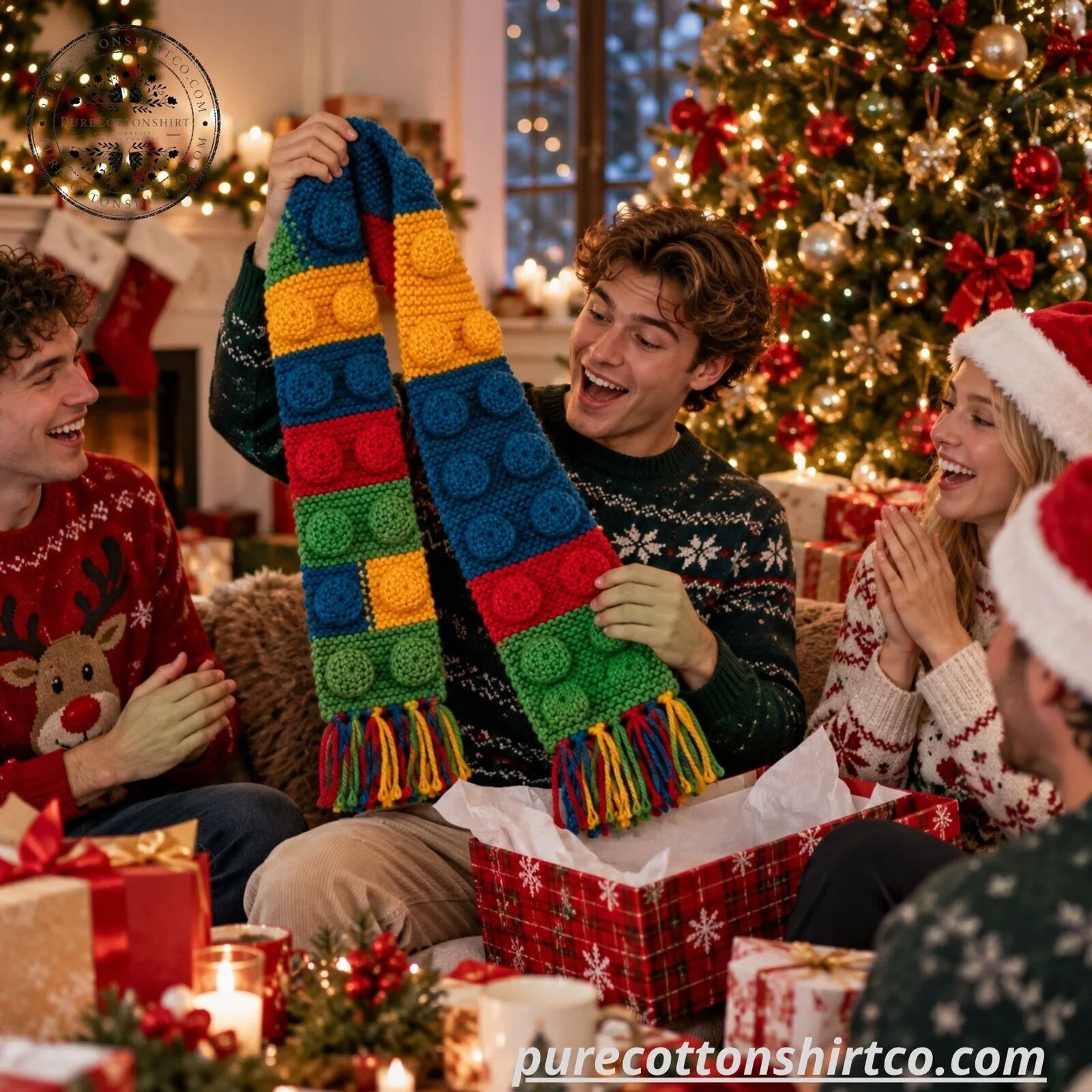 Knitting Lego Patterned Scarf - Handmade Colorful Toy LEGO Patterned Winter Scarf 6 Knitting Lego Patterned Scarf - Handmade Colorful Toy LEGO Patterned Winter Scarf