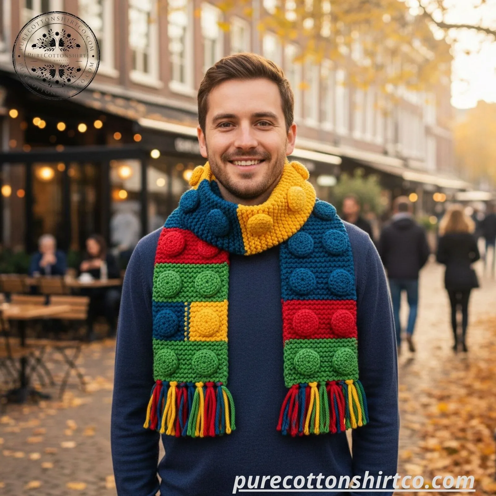Knitting Lego Patterned Scarf - Handmade Colorful Toy LEGO Patterned Winter Scarf 7 Knitting Lego Patterned Scarf - Handmade Colorful Toy LEGO Patterned Winter Scarf