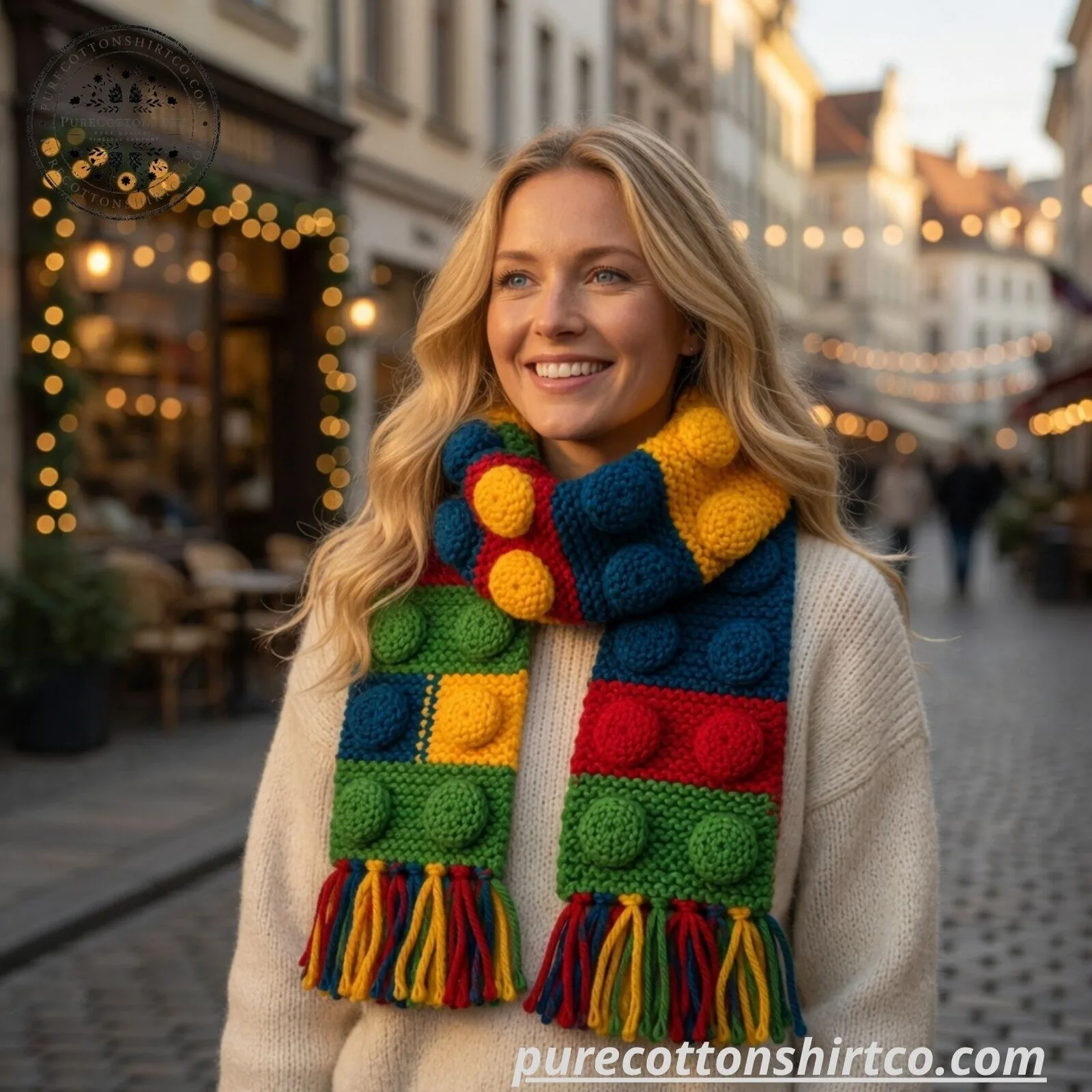 Knitting Lego Patterned Scarf - Handmade Colorful Toy LEGO Patterned Winter Scarf 8 Knitting Lego Patterned Scarf - Handmade Colorful Toy LEGO Patterned Winter Scarf