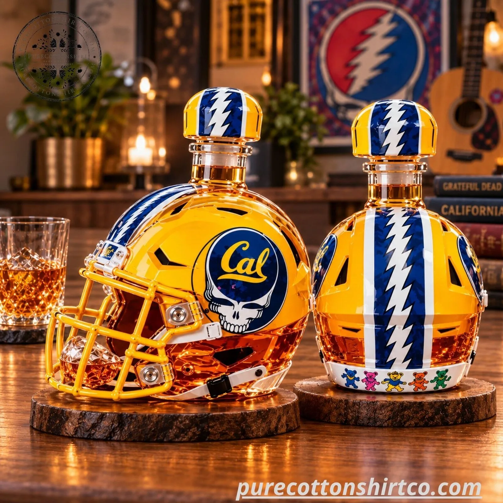 Cal Unveils x Grateful Dead “Steal Your Face” Football Helmets Whiskey Decanter Bottle - Steal Your Face Barware Gift 5 Cal Unveils x Grateful Dead “Steal Your Face” Football Helmets Whiskey Decanter Bottle - Steal Your Face Barware Gift