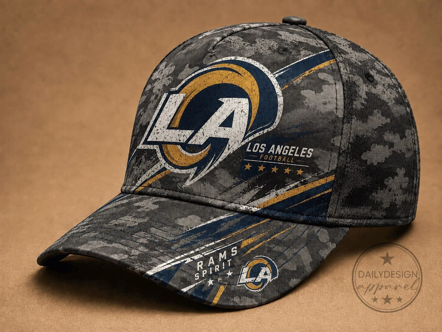 Los Angeles Rams Football Team Vintage Grunge Camouflage Cap Hat