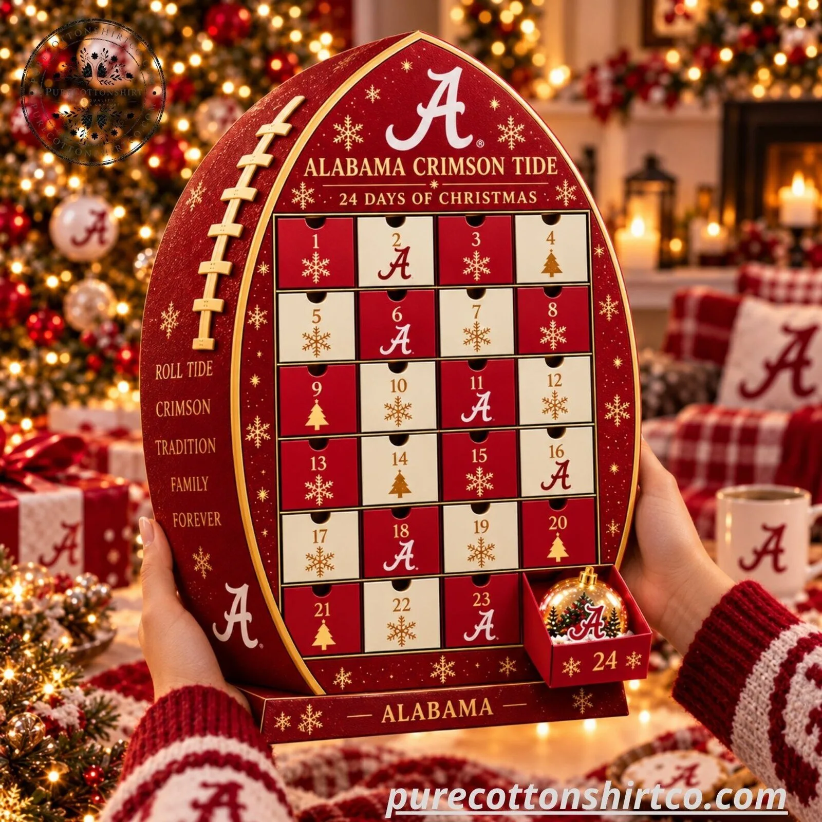 Alabama Crimson Tide Advent Calendar - Christmas Countdown Box with 24 Collectible Ornaments 5 Alabama Crimson Tide Advent Calendar - Christmas Countdown Box with 24 Collectible Ornaments