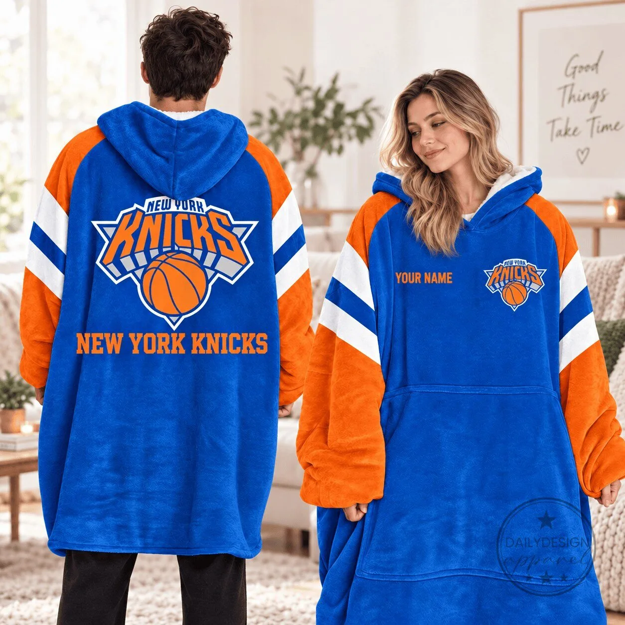 New York Knicks NBA Basketball Team Logo Personalized Wearable Blanket Hoodie