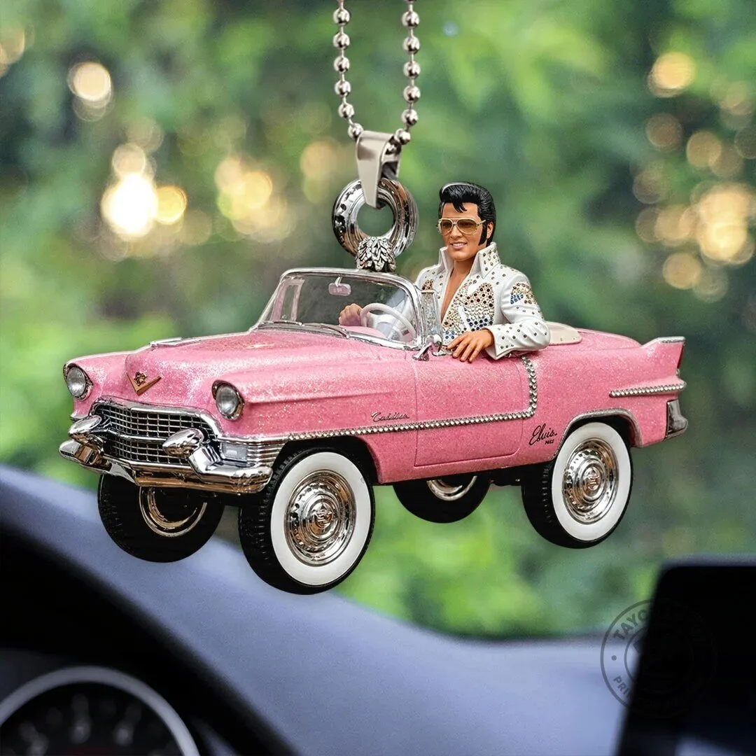 Elvis Presley Pink Cadillac Car Hanging Ornament