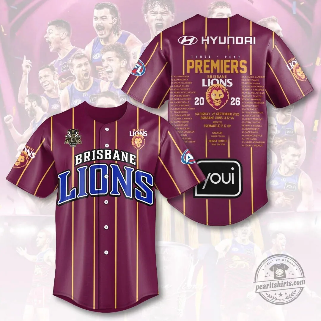 Baseball Jersey for Brisbane Lions - 2026 AFL Premier Champions