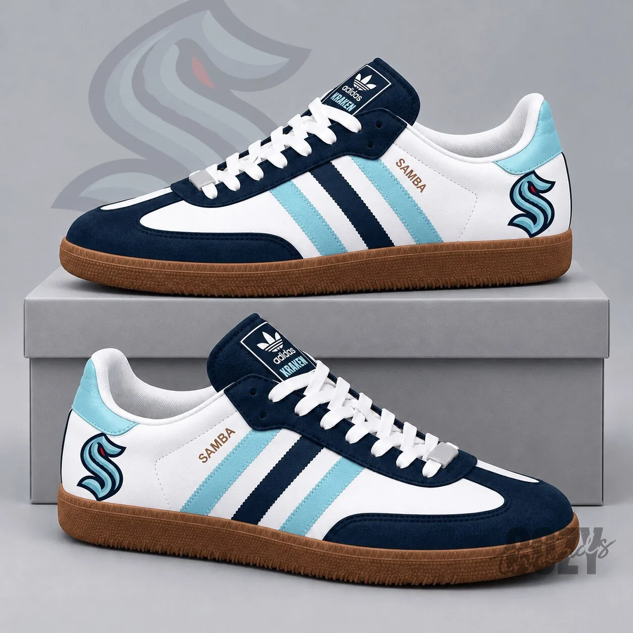 Seattle Kraken NHL Hockey Team Adidas Samba Style Low Top Sneakers