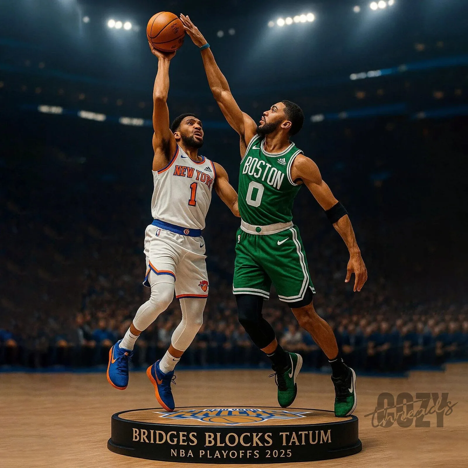 Mikal Bridges Blocks Jayson Tatum NBA Playoffs 2025 Acrylic Plaque