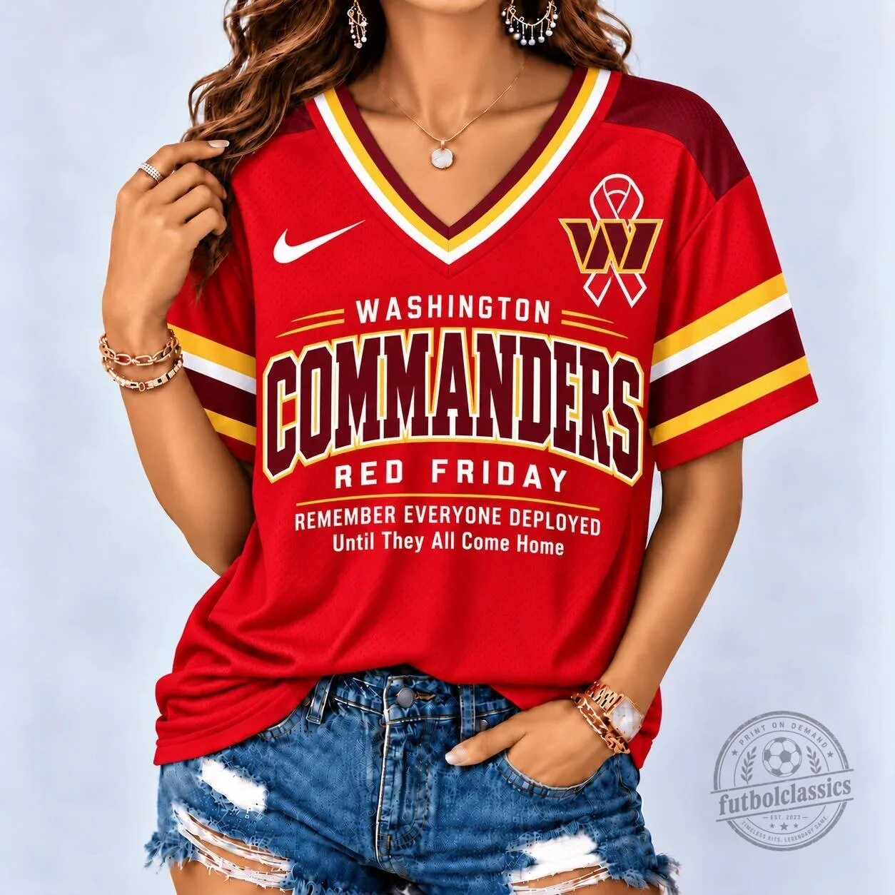 Washington Commanders Red Friday Remember Everyone Deployed Until They All Come Home Jersey