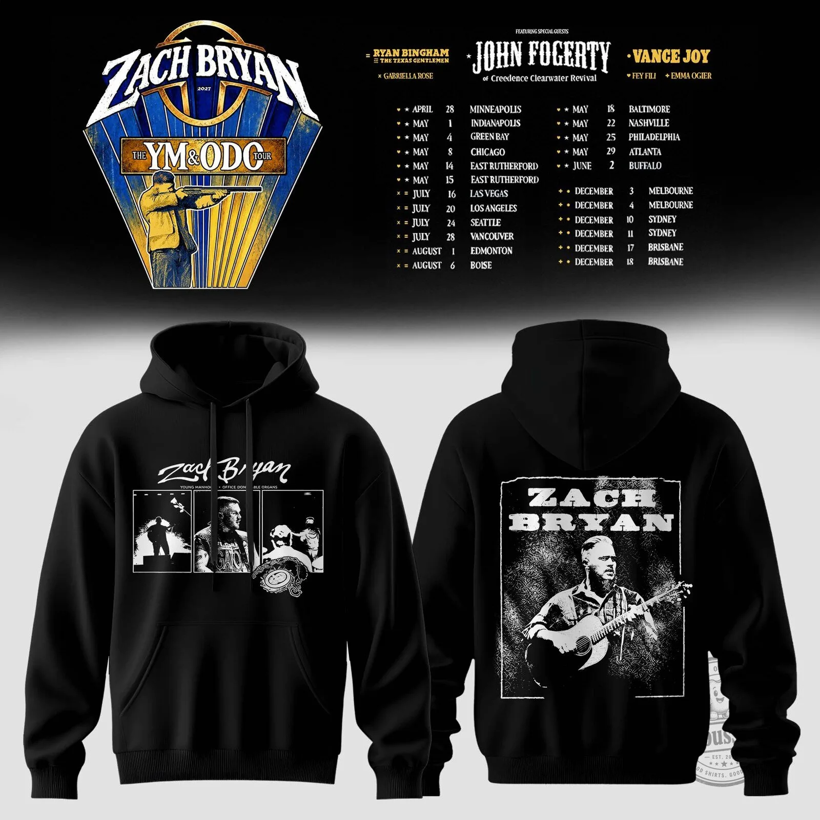 Zach Bryan Young Manhood And Other Donatable Organs Tour 2023 Black Hoodie