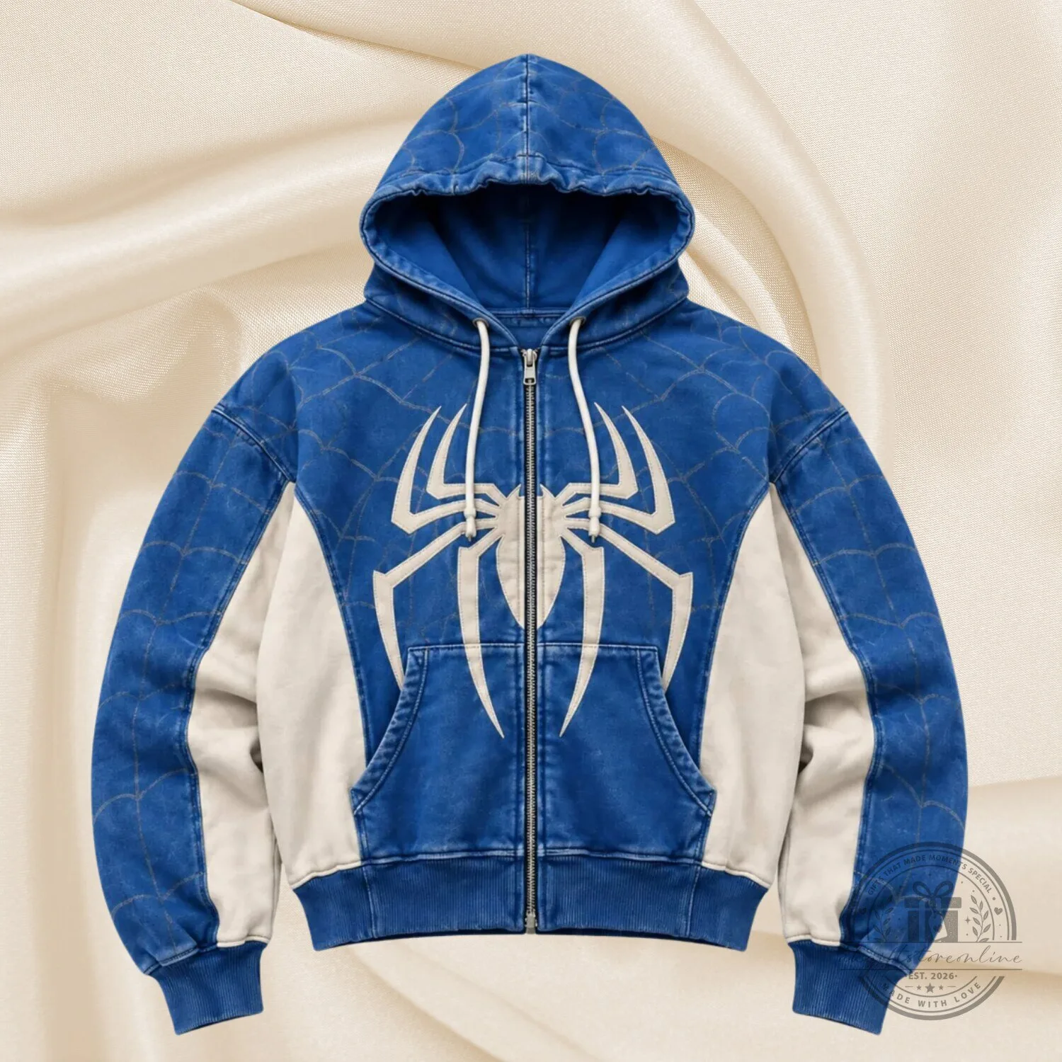 Dodgers x Spidey Marvel Zip Hoodie Web Pattern Streetwear Jacket