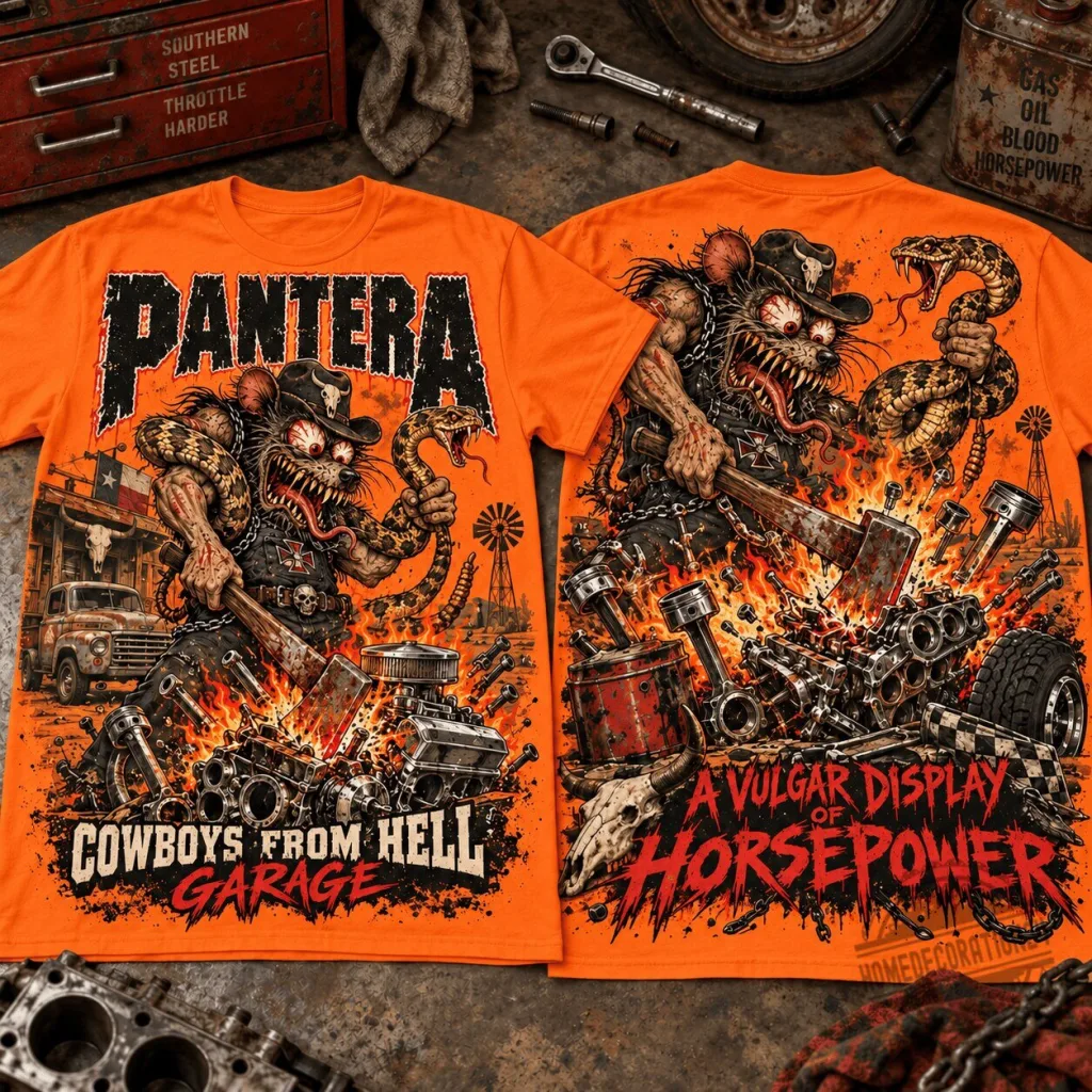 Pantera Rat Fink Cowboys From Hell Garage Graphic T-Shirt Pantera Rat Fink Cowboys From Hell Garage Graphic T-Shirt
