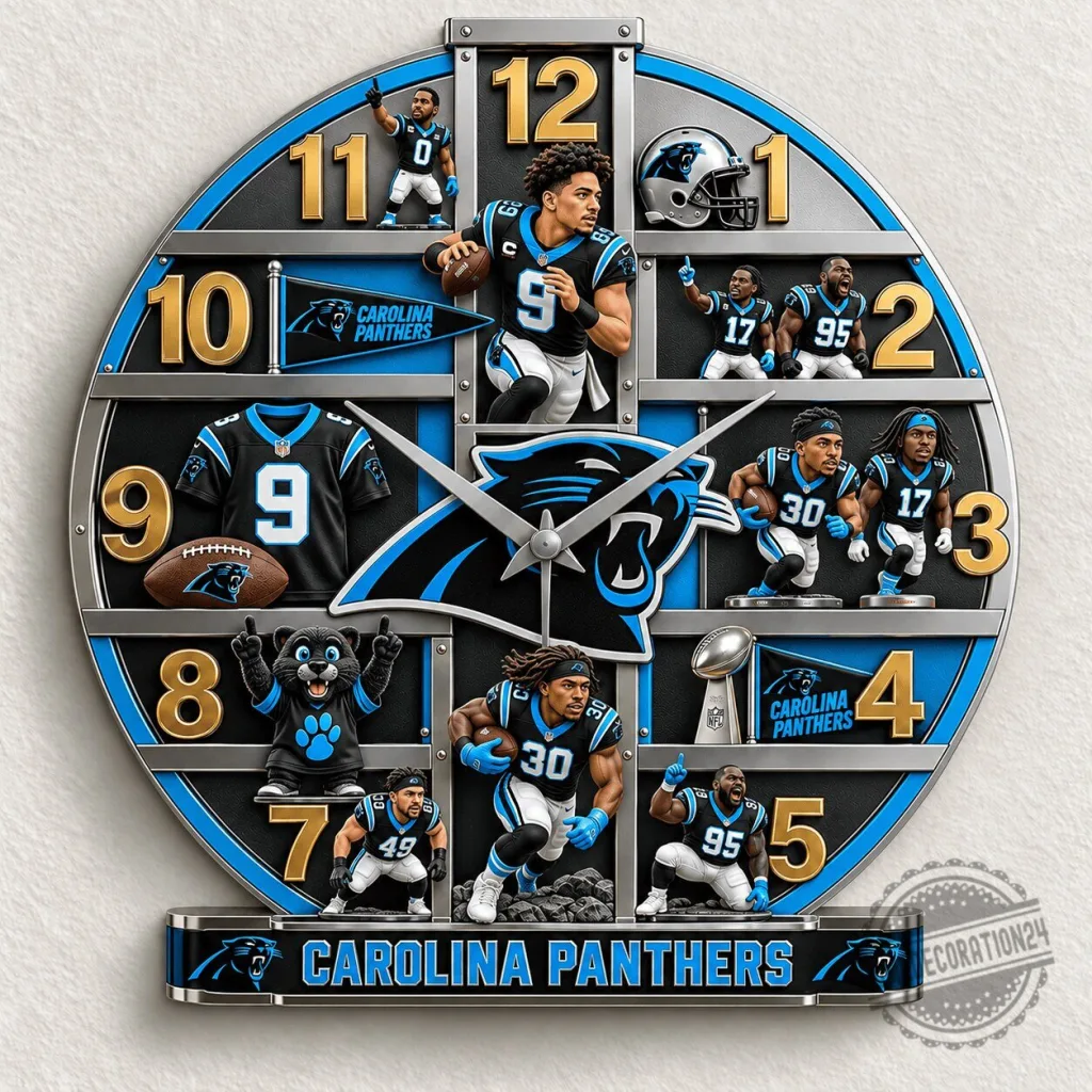 Carolina Panthers NFL Football Team Players Wall Clock Gift Carolina Panthers NFL Football Team Players Wall Clock Gift