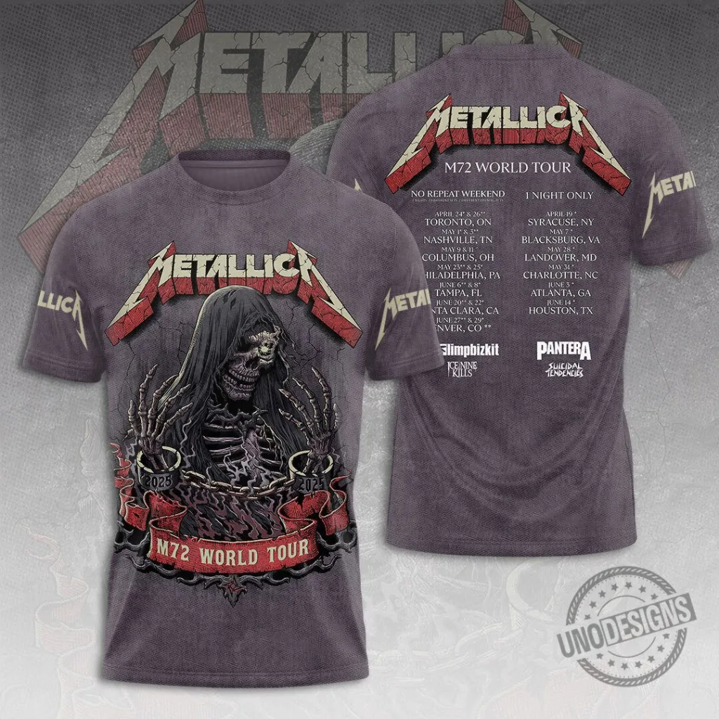 Metallica M72 World Tour Grim Reaper Skeleton T-Shirt 1 Metallica M72 World Tour Grim Reaper Skeleton T-Shirt
