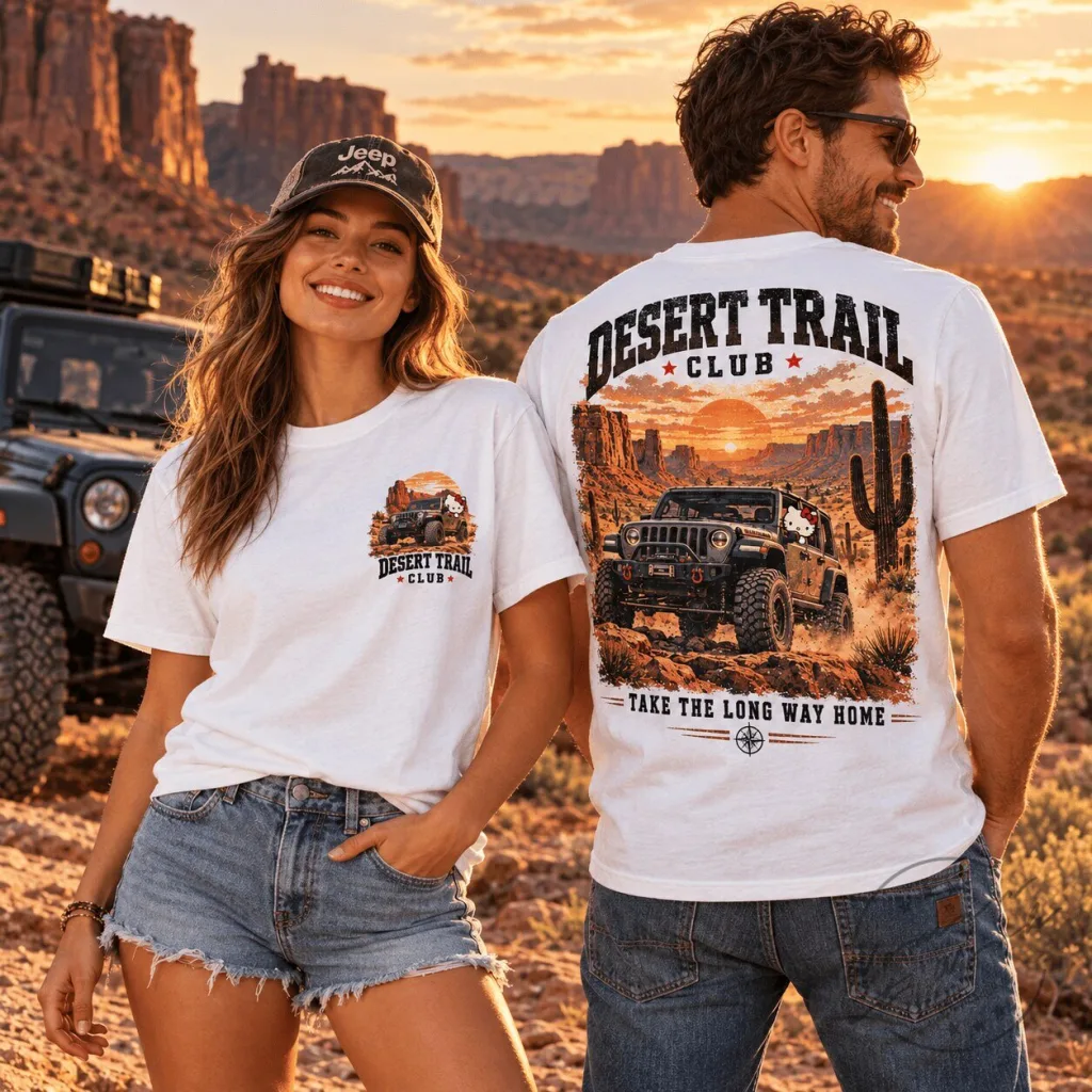 Jeep Desert Trail Club Off-Road Adventure Graphic Short Sleeve T-Shirt Jeep Desert Trail Club Off-Road Adventure Graphic Short Sleeve T-Shirt