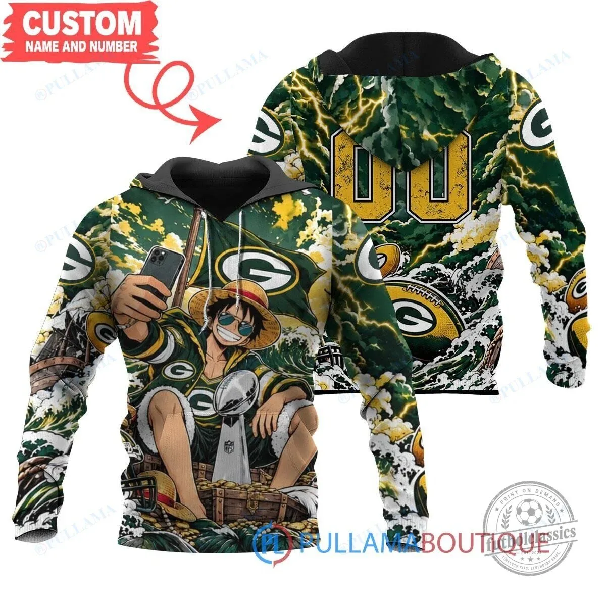 Green Bay Packers Monkey D. Luffy One Piece Super Bowl Hoodie