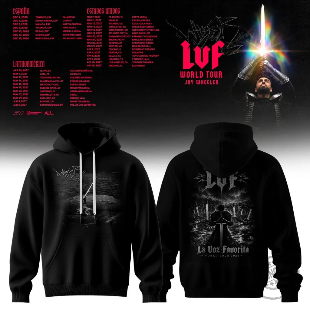 Jay Wheeler La Voz Favorita World Tour 2026 Black Hoodie Jay Wheeler La Voz Favorita World Tour 2026 Black Hoodie