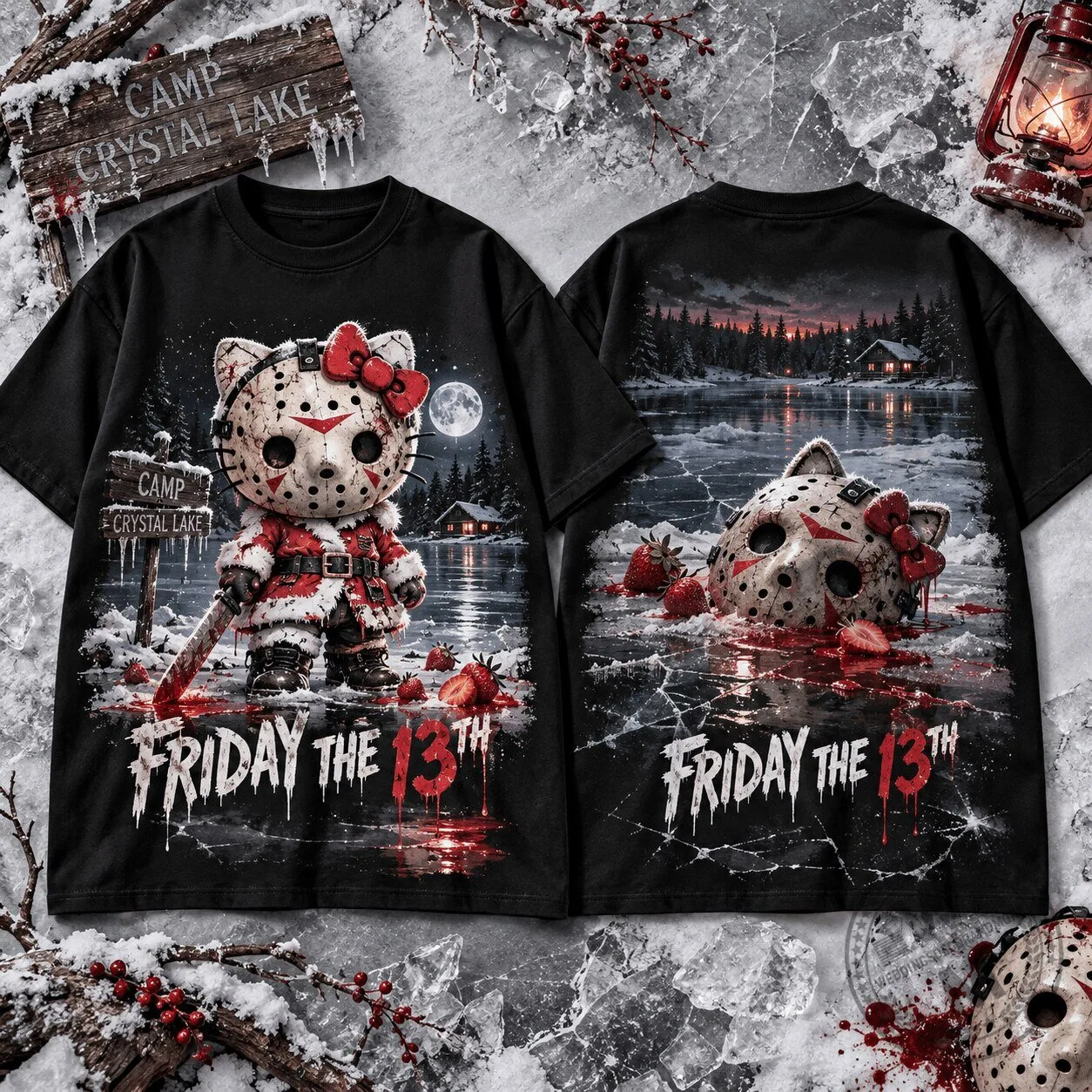 Crystal Lake Hello Kitty Jason Voorhees Friday the 13th T-Shirt