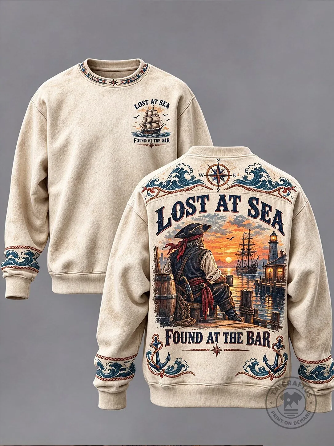 Lost At Sea Found At The Bar Pirate Ship Nautical Design Sweatshirt 1 Lost At Sea Found At The Bar Pirate Ship Nautical Design Sweatshirt
