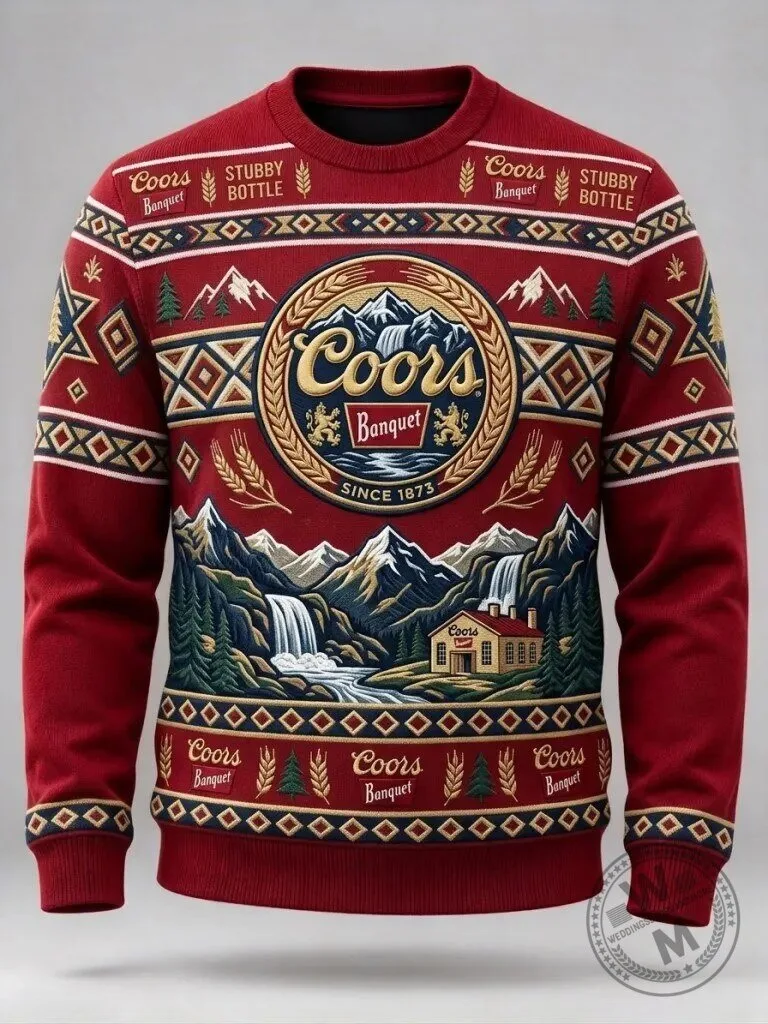 Coors Banquet Beer Ugly Christmas Sweater Holiday Winter Sweatshirt