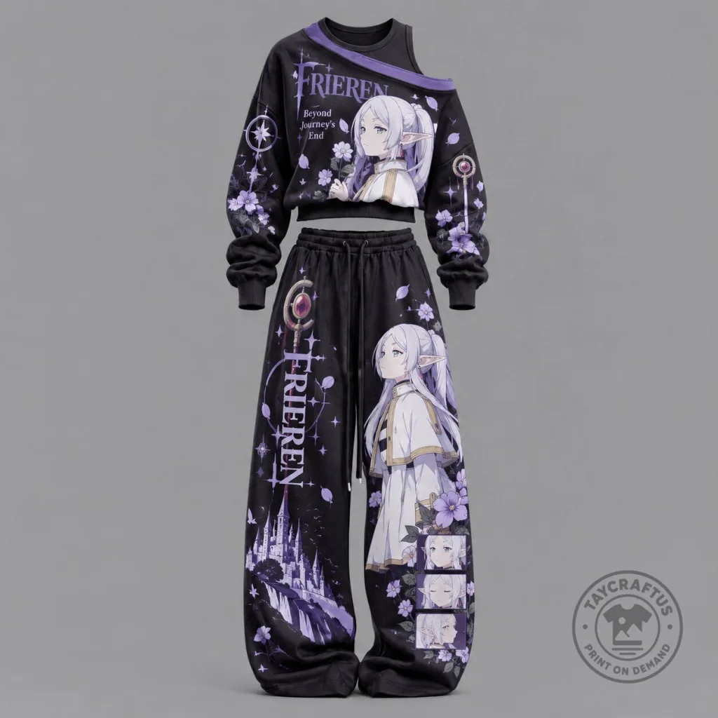 Frieren Beyond Journey's End Anime Character Women's Sweatshirt and Pants Set Frieren Beyond Journey's End Anime Character Women's Sweatshirt and Pants Set