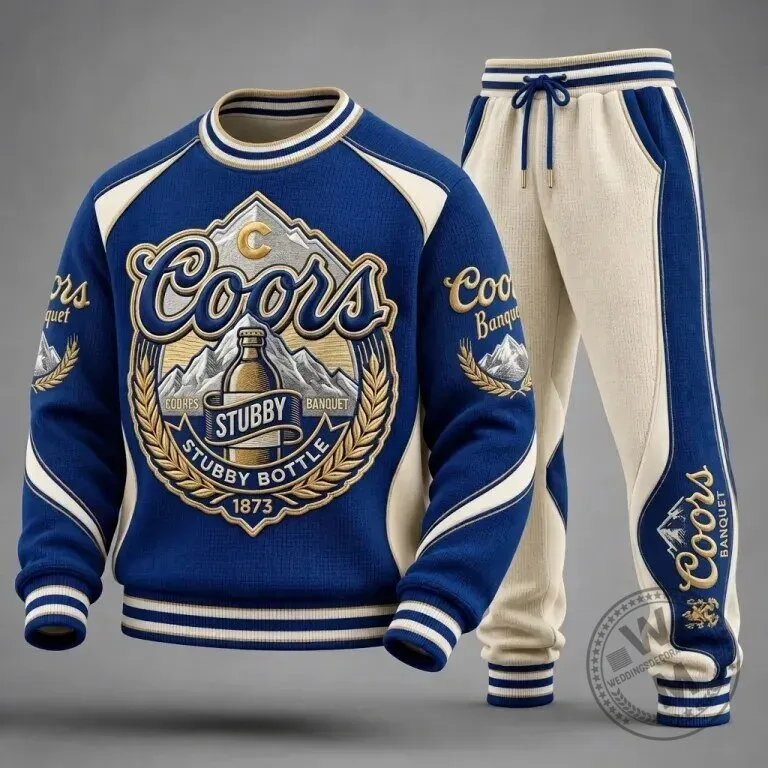 Coors Banquet Stubby Bottle Vintage Blue Crewneck Sweatshirt and Joggers Set