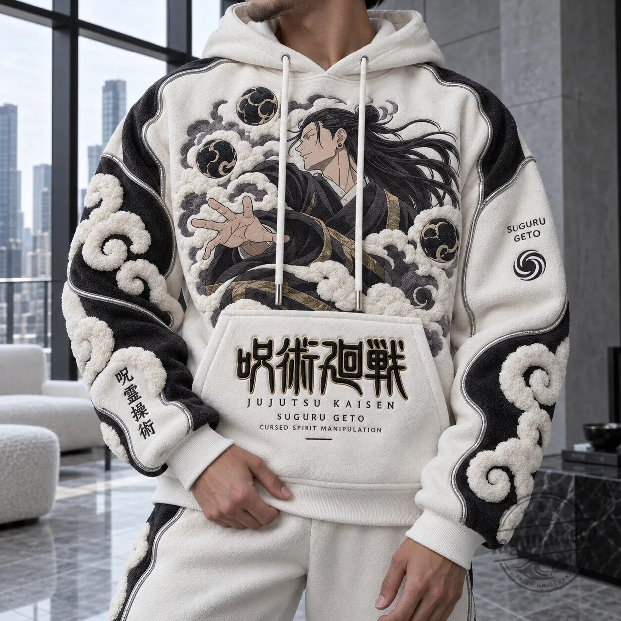 Jujutsu Kaisen Suguru Geto Embroidered Anime Graphic Hoodie