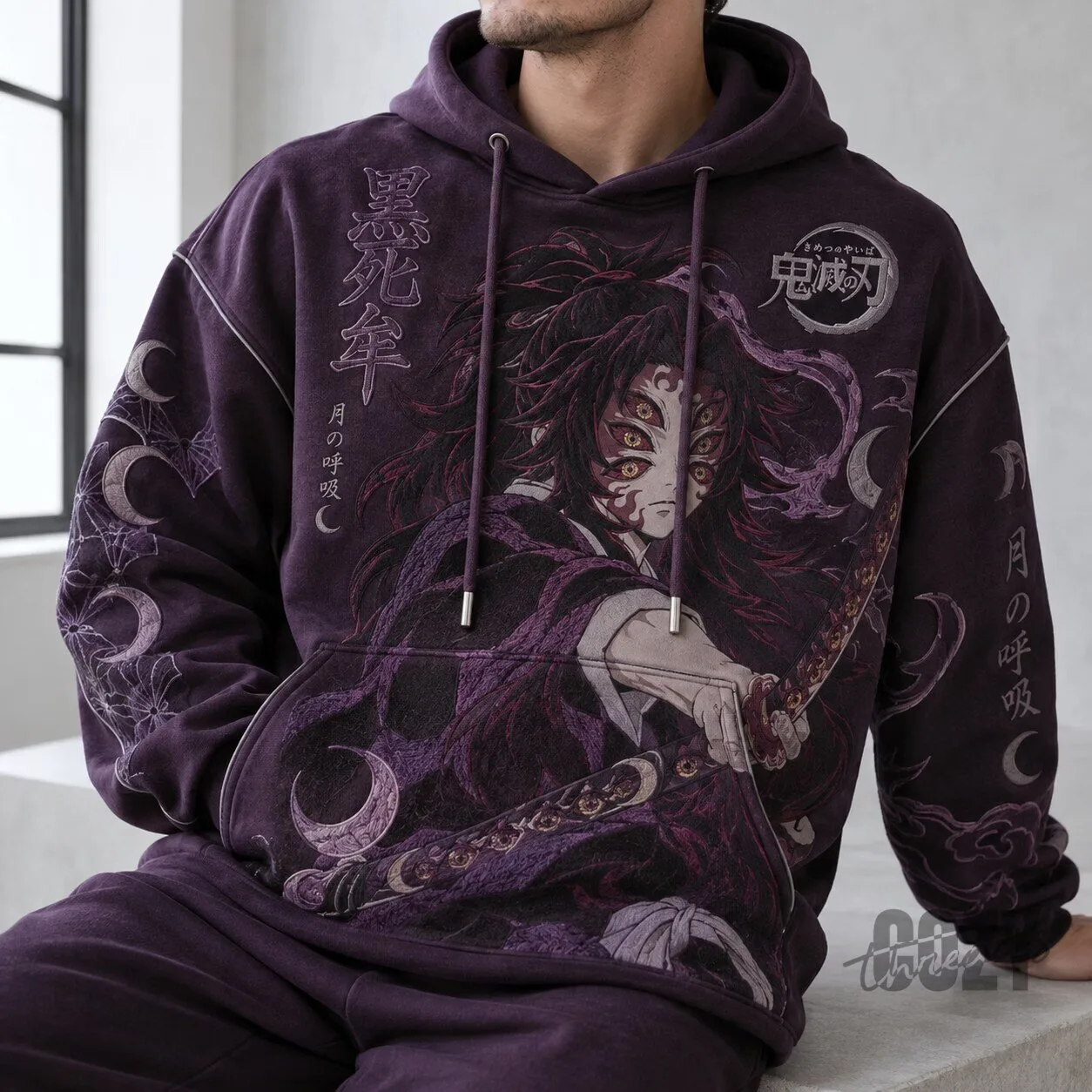Demon Slayer Kokushibo Moon Breathing Anime Graphic Print Hoodie