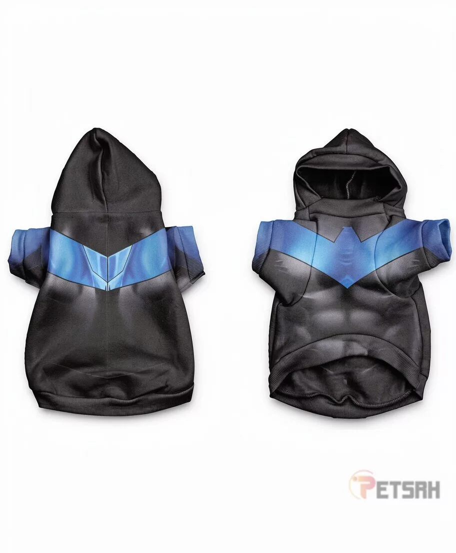 Dick Grayson 2026 Nightwing Cosplay Costume Halloween Pet Hoodie 3 Dick Grayson 2026 Nightwing Cosplay Costume Halloween Pet Hoodie