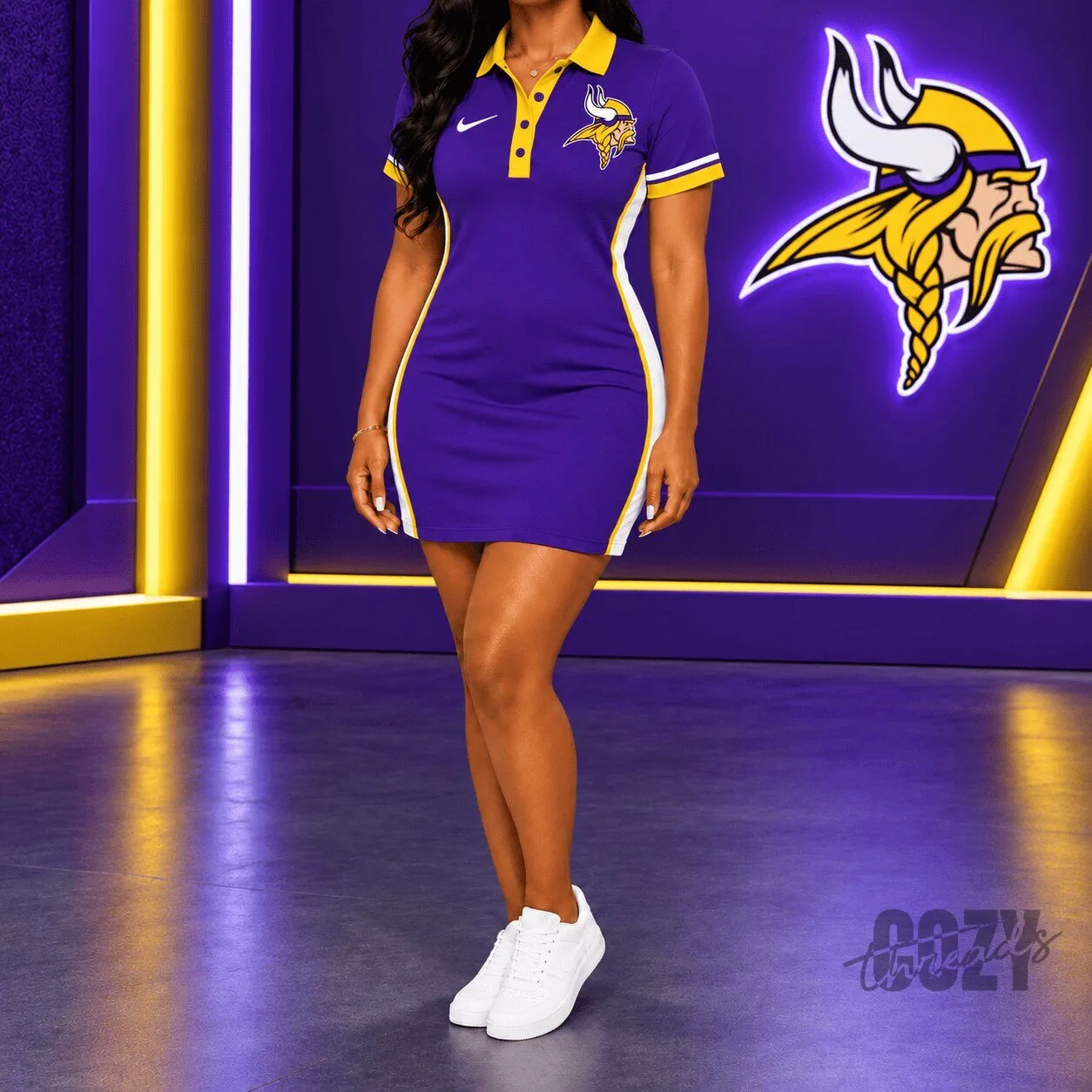 Minnesota Vikings Women's Purple Gold Polo Dress