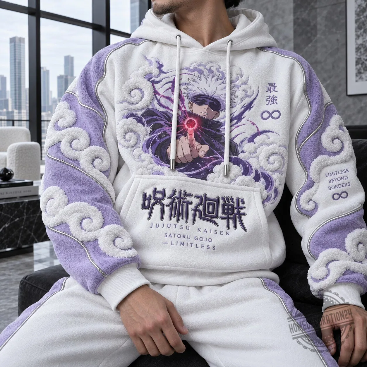 Anime Hoodie featuring Satoru Gojo from Jujutsu Kaisen with Limitless Design