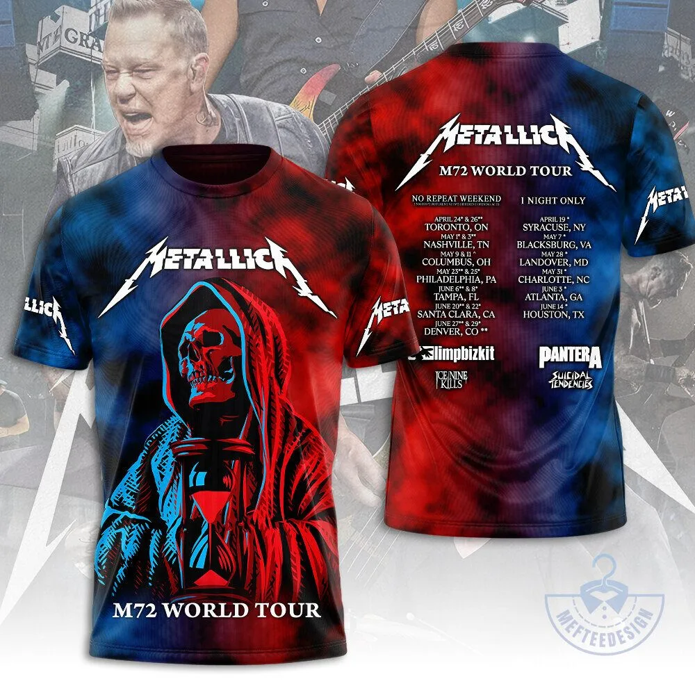 Metallica M72 World Tour Skull Hourglass Graphic Short-Sleeve T-Shirt