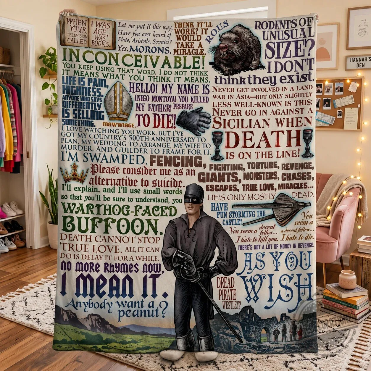The Princess Bride Movie Quotes Fleece Blanket
