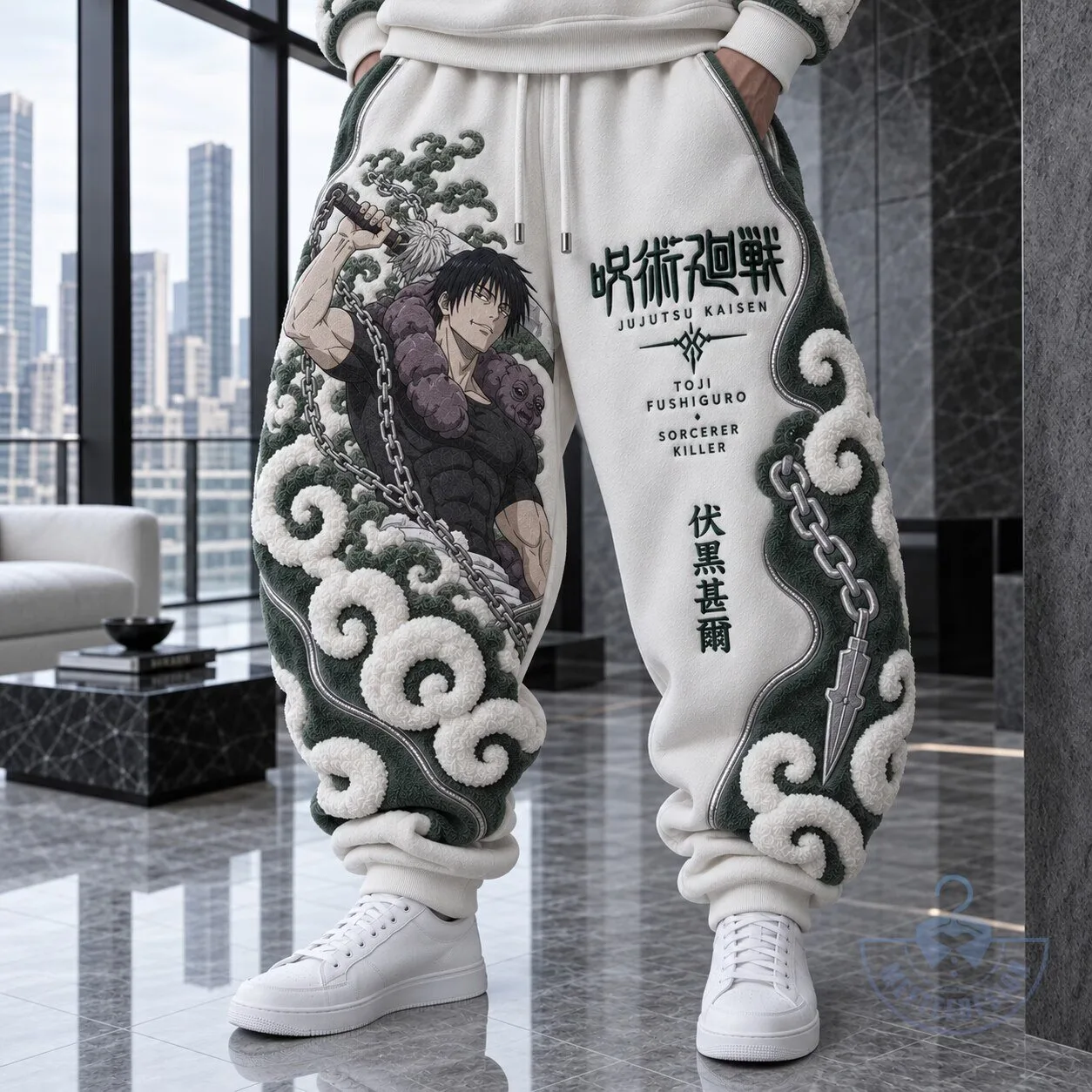 Jujutsu Kaisen Toji Fushiguro Sorcerer Killer Anime Embroidered Sweatpants