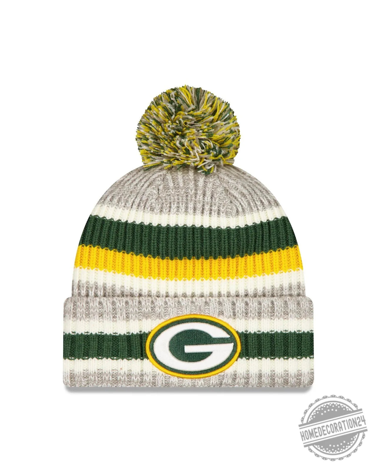 Green Bay Packers New Era Stripe Knit Pom Beanie Cap Hat