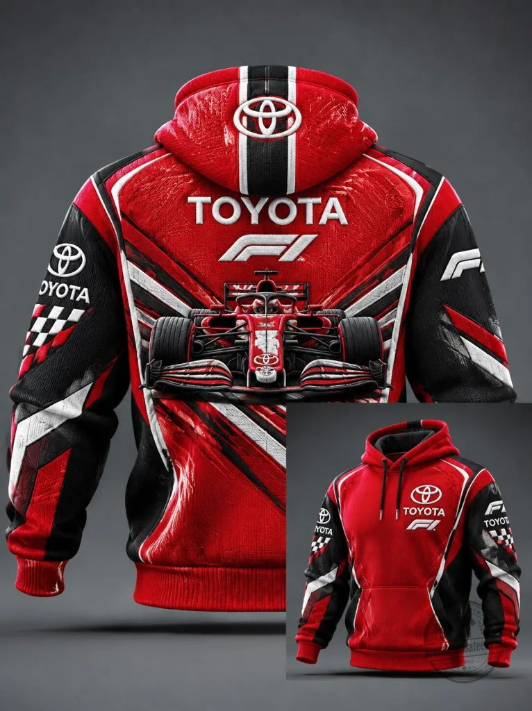 Toyota Formula 1 Racing Team Red and Black Pullover Hoodie