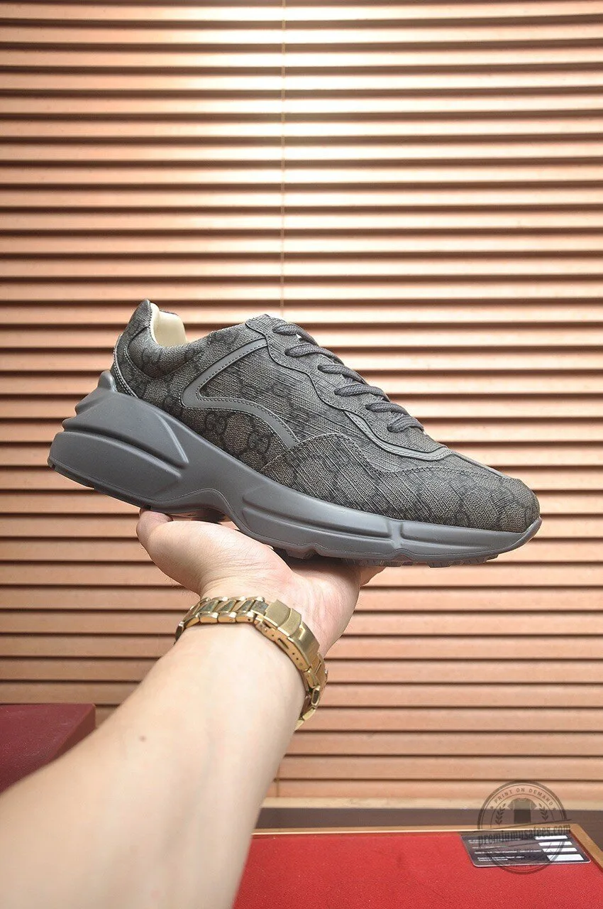 Gucci Monogram Pattern Gray Luxury Designer Fashion Sneakers