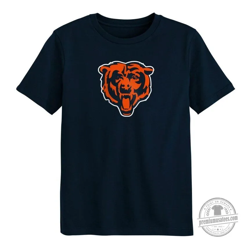 Chicago Bears Primary Logo Youth Navy Blue Football Team T-Shirt 1 Chicago Bears Primary Logo Youth Navy Blue Football Team T-Shirt