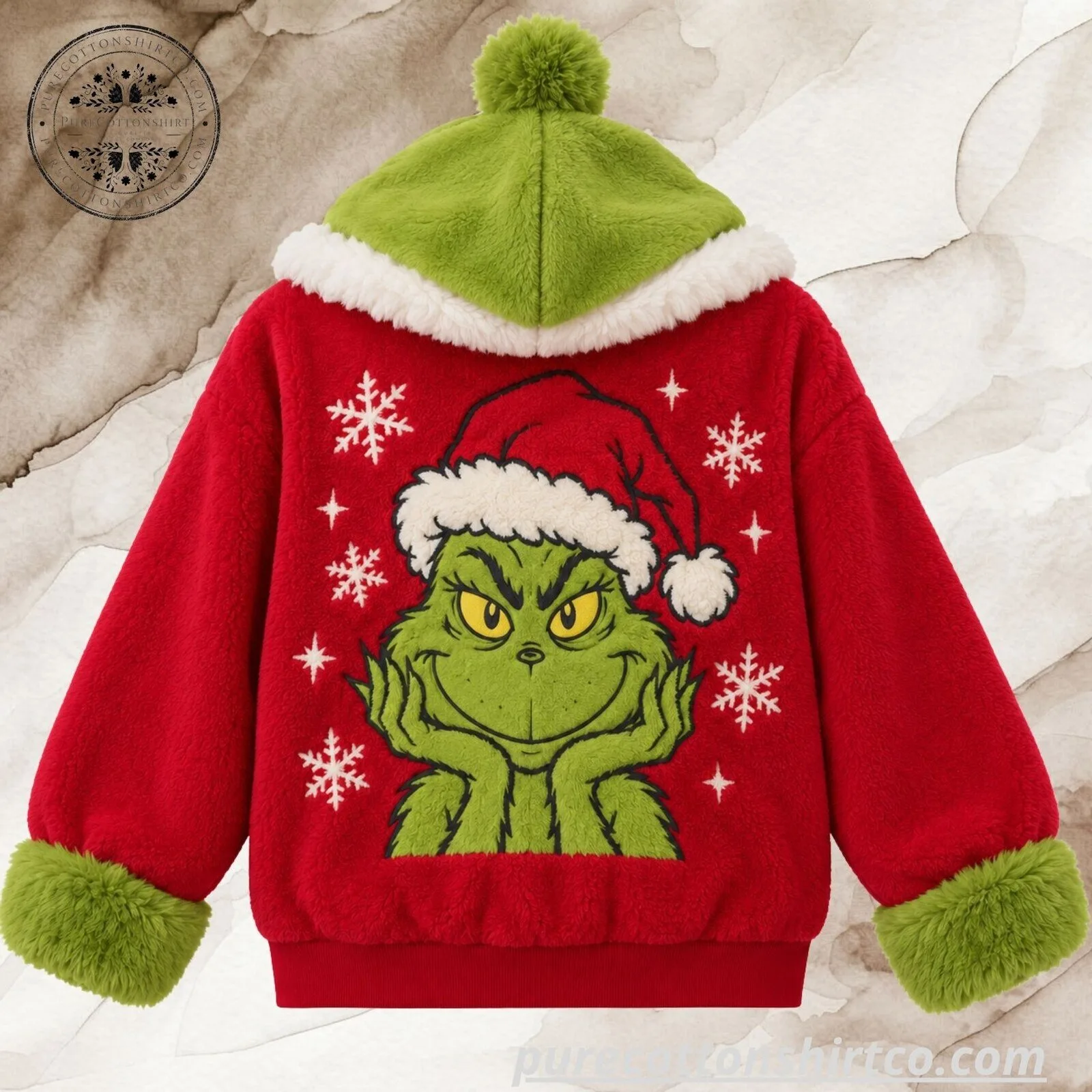 Christmas Grinch Plush Fleece Full Zip Gaiter Hooded 6 Christmas Grinch Plush Fleece Full Zip Gaiter Hooded