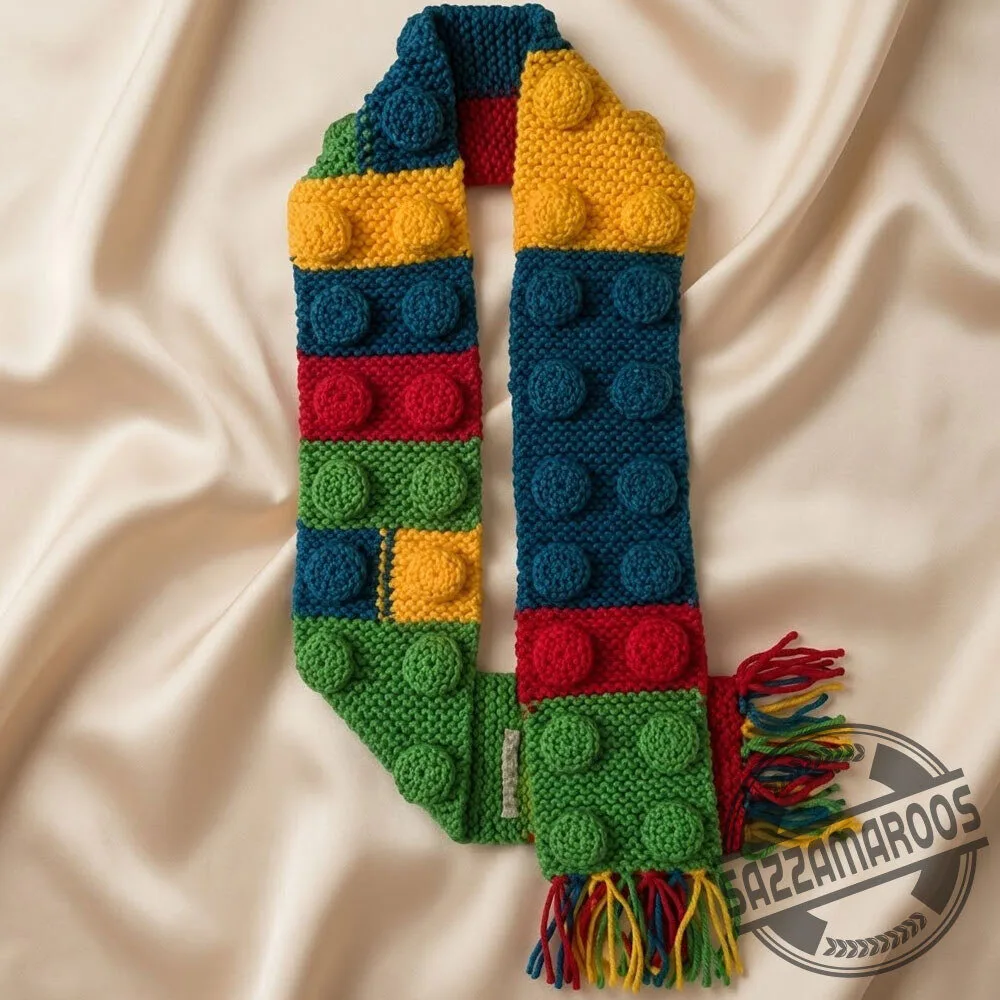Lego Crochet Building Block Scarf Handmade 3 Lego Crochet Building Block Scarf Handmade