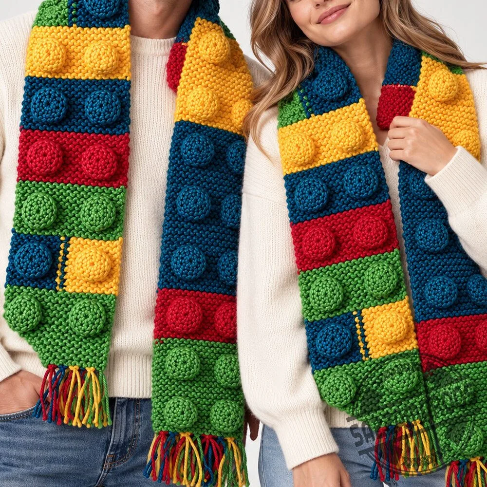 Lego Crochet Building Block Scarf Handmade 4 Lego Crochet Building Block Scarf Handmade