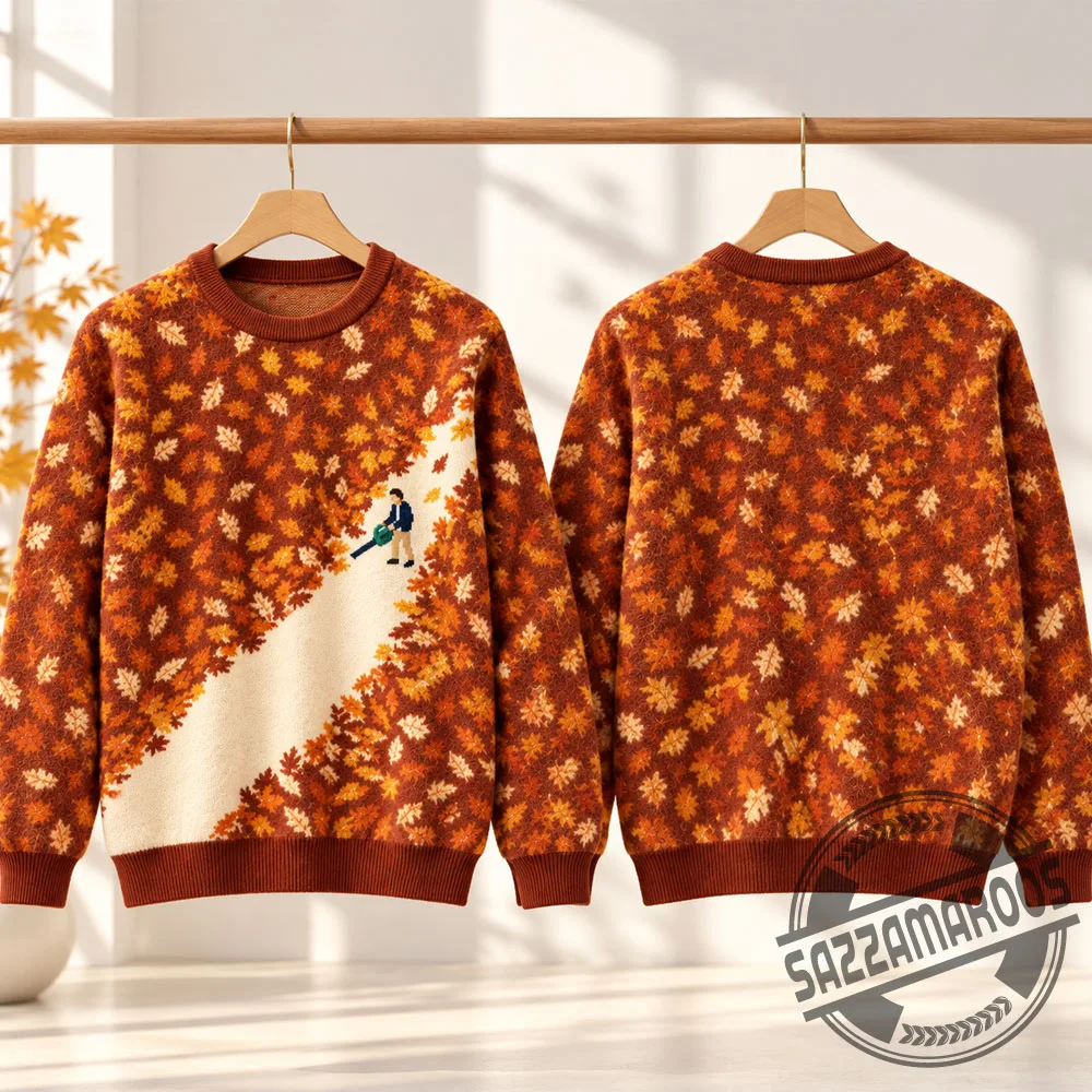 Leaf Blower Autumn Leaves Funny Knit Cardigan Sweater 2026 For Sale Leaf Blower Autumn Leaves Funny Knit Cardigan Sweater 2026 For Sale – image 4 of 4