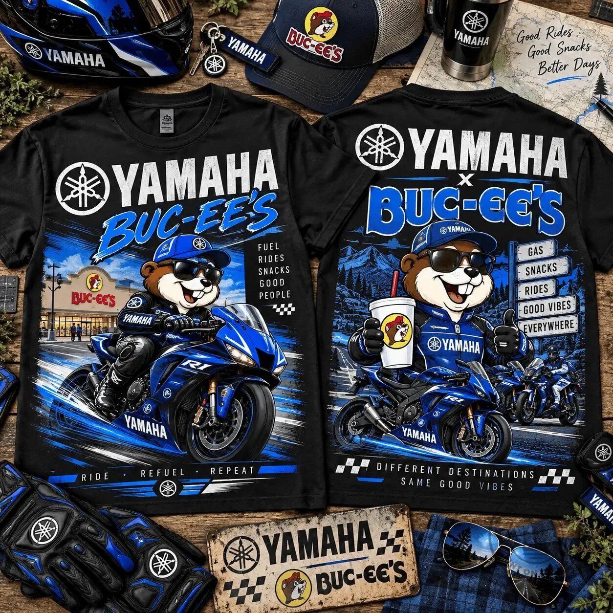 Yamaha Buc-ee’s Motorcycle Adventure Road Trip Shirt for Men and Women