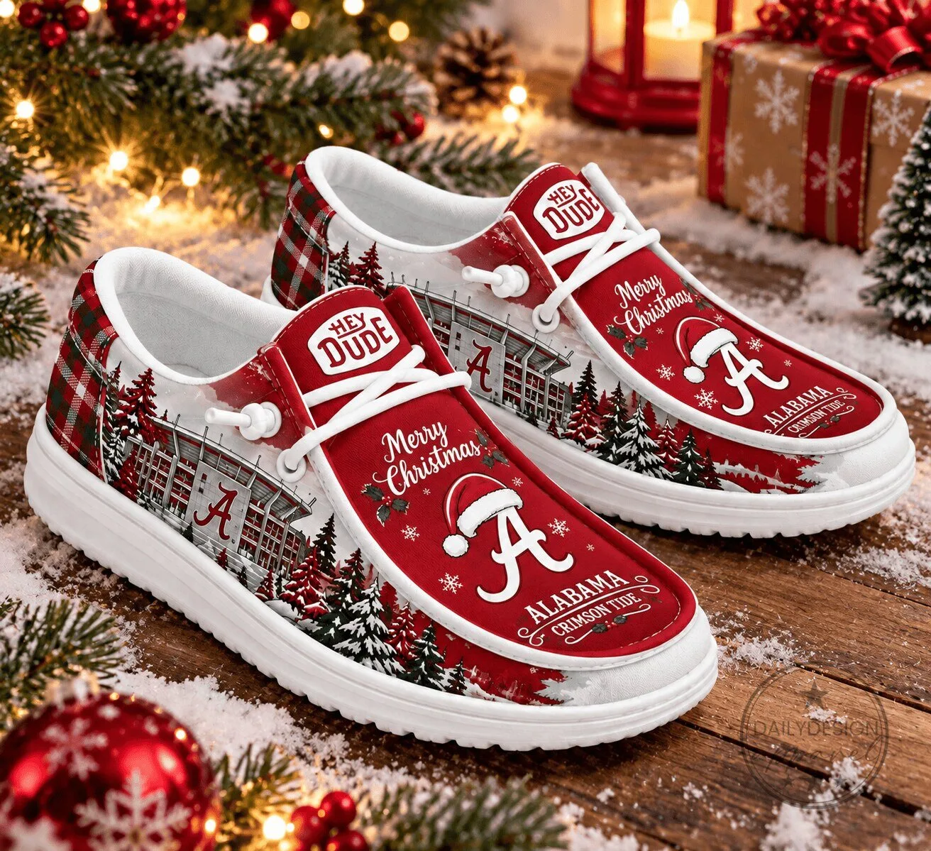 Alabama Crimson Tide Christmas Stadium Scene Loafer Shoes
