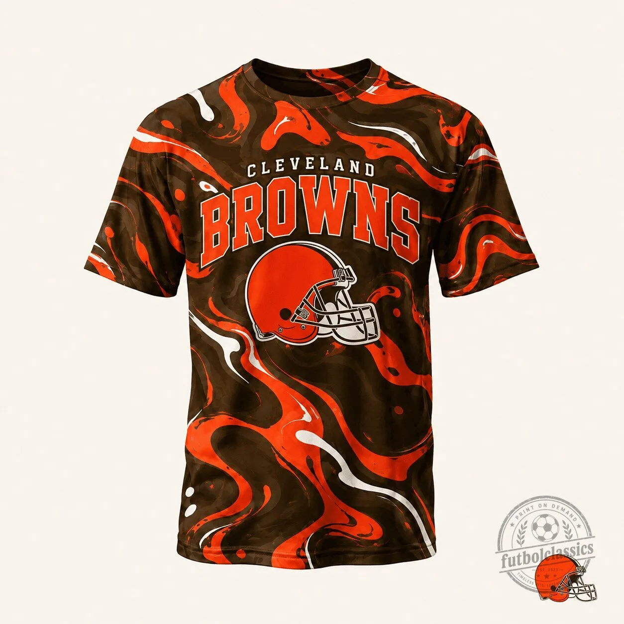 Cleveland Browns NFL Fan Shirt, Hydro Swirl Design Football T-Shirt