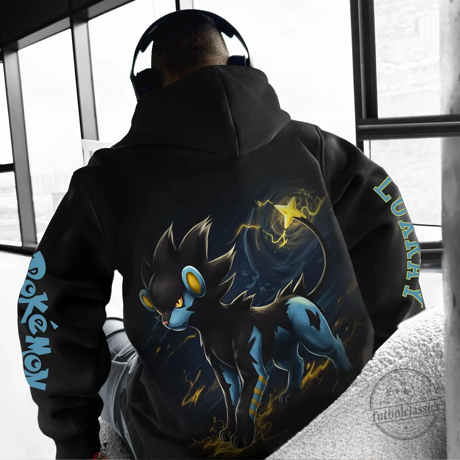 Luxray Pokémon Electric Type Anime Character Art Black Hoodie